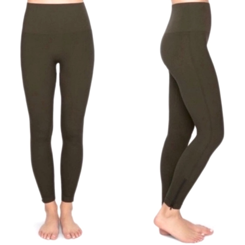 Spanx Seamless Ankle Zip Leggings Olive Green Size S